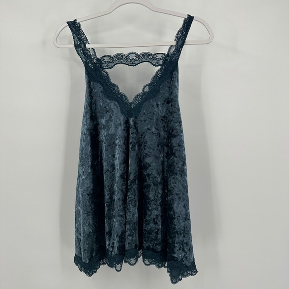 POL Tops - POL Womens Whimsigoth Velvet Top Size M Lace Trim Camisole Velvet Fairy Grunge